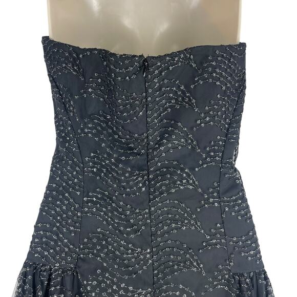 Shoshanna Olivia Metallic Scallope Mesh Halter Neck Black Dress Size 2 - Picture 11 of 14